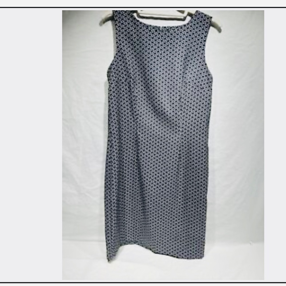 MARIO SERRANI Italy Dress Geometric Grey Black White Round Neck S/L Zip Sz 10